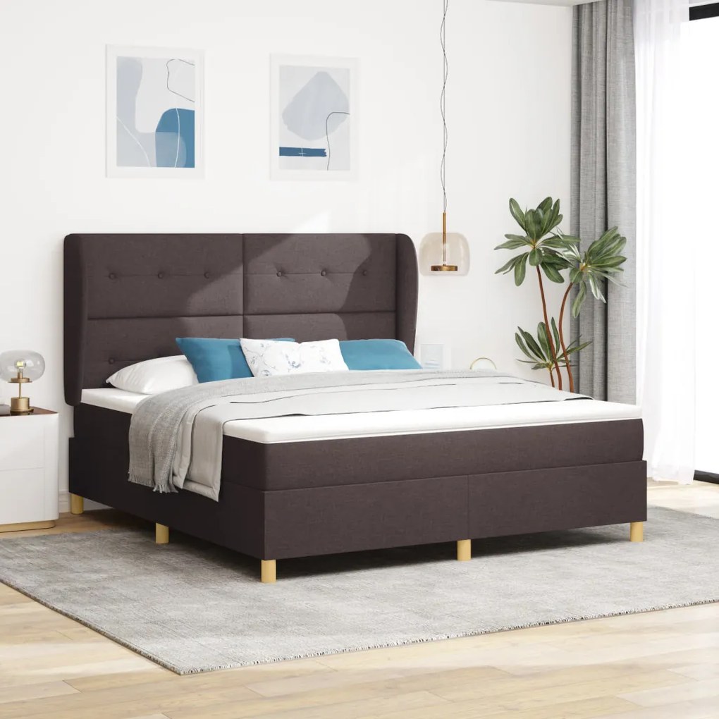 Boxspring Ágy Matrac Kávébarna 180x200 cm Szövet
