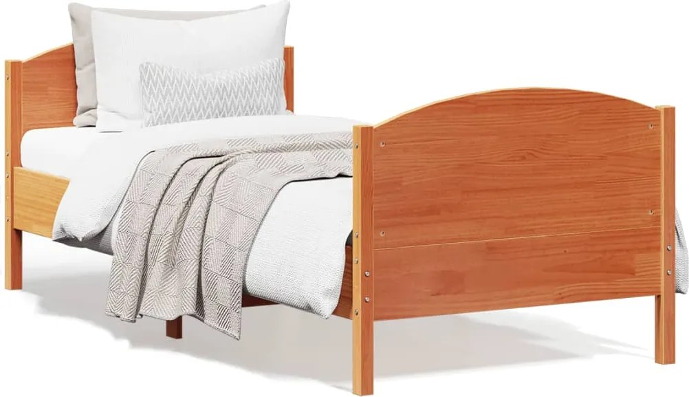 vidaXL viaszbarna tömör fenyőfa ágy matrac nélkül 100 x 200 cm