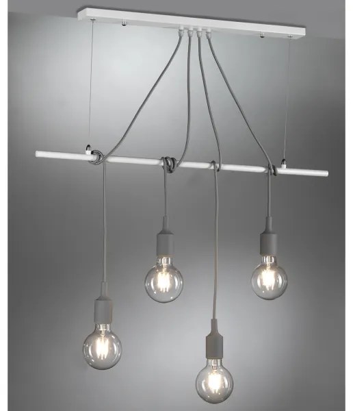 ONLI - Csillár zsinóron WIRE 4xE27/15W/230V szürke/fehér