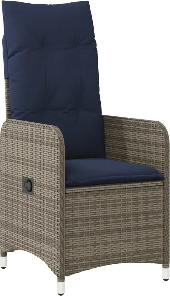 vidaXL szürke polyrattan dönthető kerti szék párnákkal