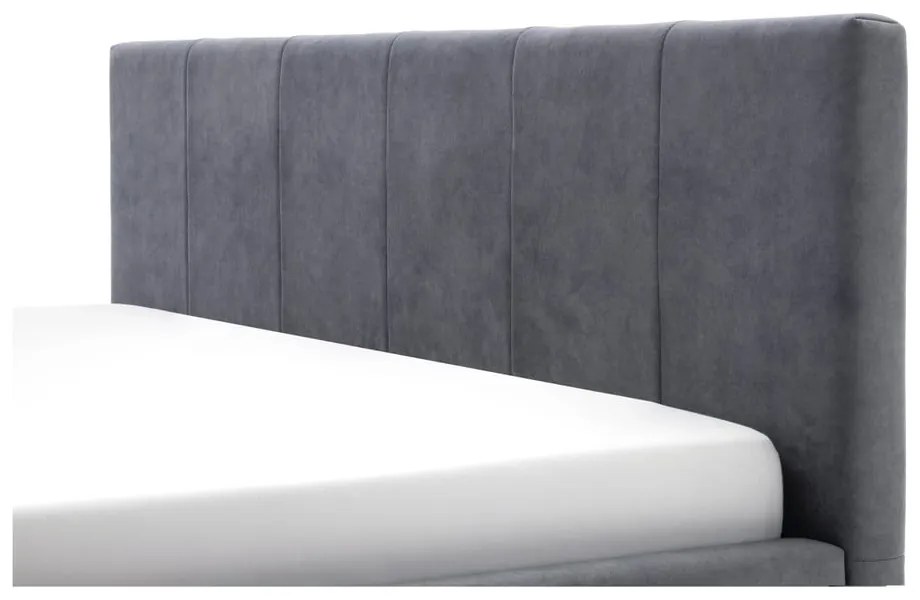 Antracitszürke kárpitozott ágyneműtartós franciaágy ágyráccsal 180x200 cm Lizzano – Meise Möbel
