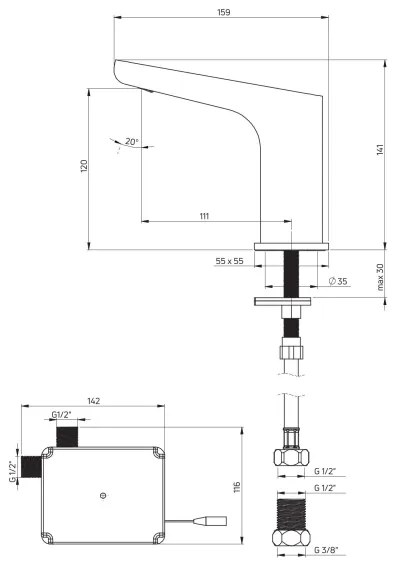 Deante BQH_028R - Érintésmentes mosdócsap HIACYNT 4xAA fényezett króm