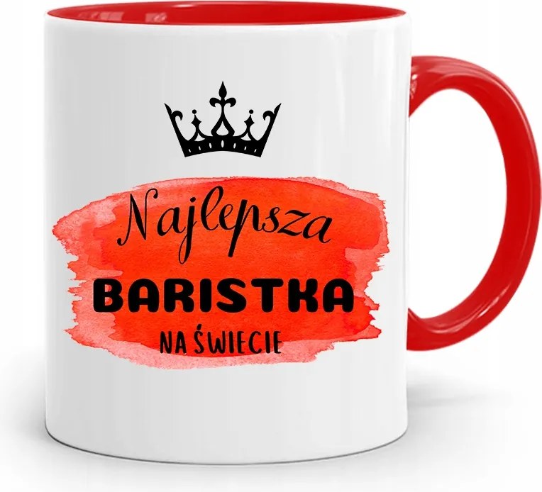 Barista Kávézó Bögre Piros, fényképes nyomattal