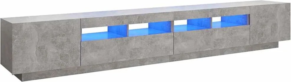 vidaXL betonszürke TV-szekrény LED-lámpákkal 260 x 35 x 40 cm