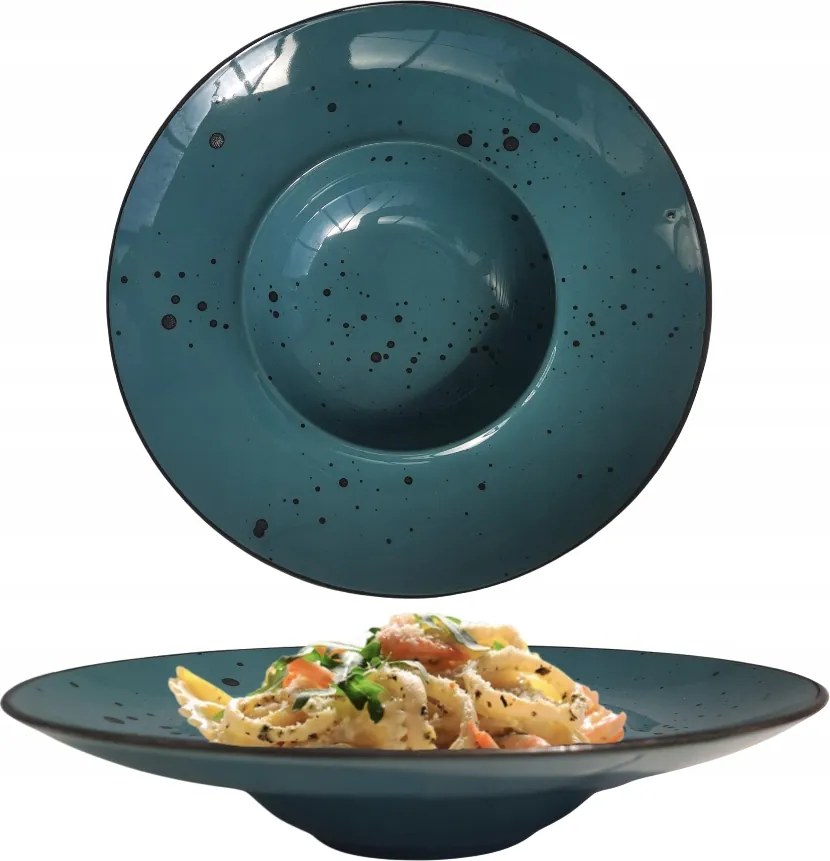 Paszta tányér 28 cm türkiz porcelán Tészta Tányér Bogucice