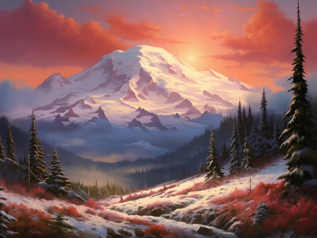 Poszter 20x15cm Hajnali fény csúcsai