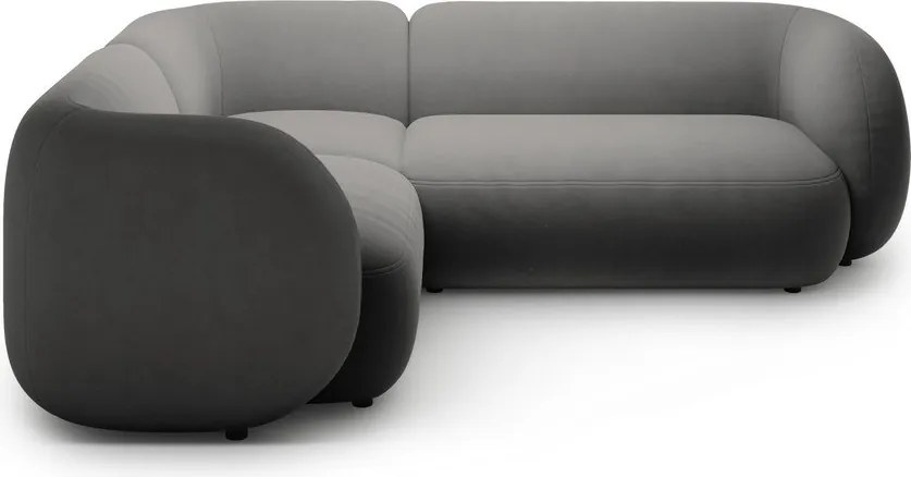 Sötétszürke bársony sarokkanapé (bal oldali-L alakú) Kate – Micadoni