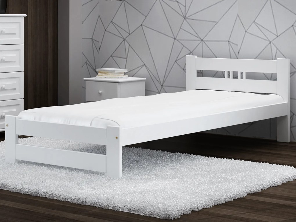 Fa ágy 90x200 LUX VitBed fehér + Matrac 90x200 Niobé
