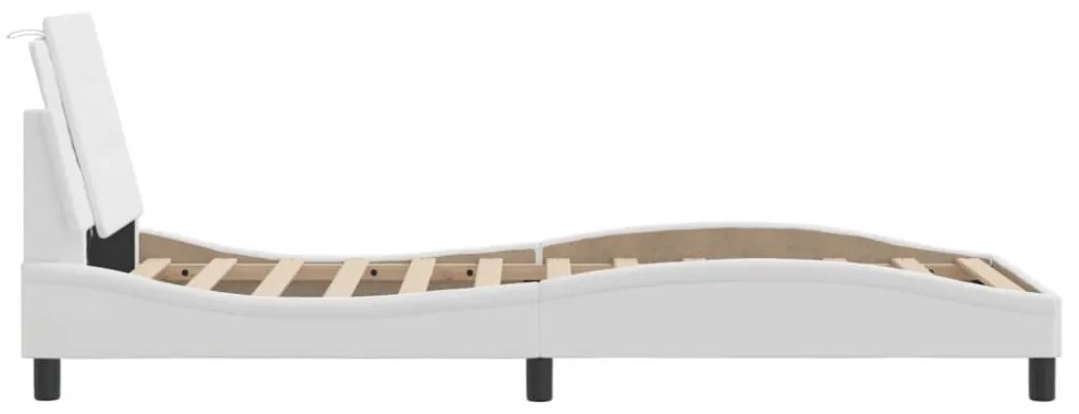 fehér műbőr ágykeret LED-világítással 100 x 200 cm