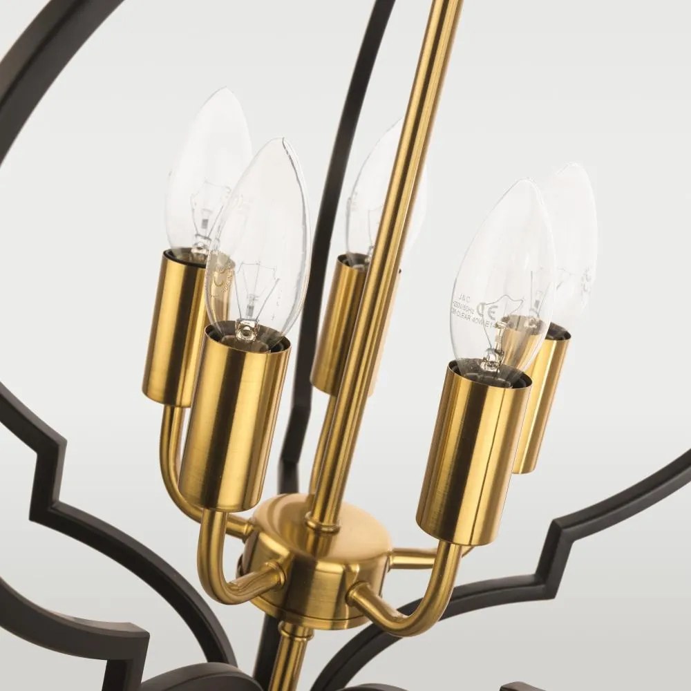 COSMOLIGHT P05179BK NASHVILLE Klasszikus Függesztett Lámpa Fekete, Arany E14 IP20