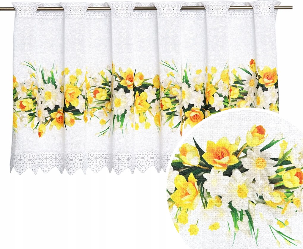 Irigy Hónaljmirigy Húsvét 100x40 Vitrázs Függönyök a konyhába Tavaszi függöny Nárciszok