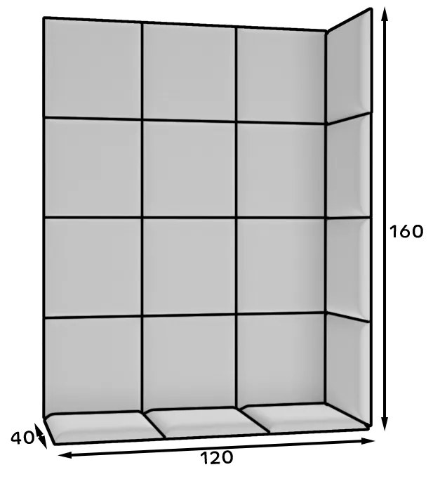 Kárpitozott panel 19 db. Quadra 120x160 cm (szürke). 1051983