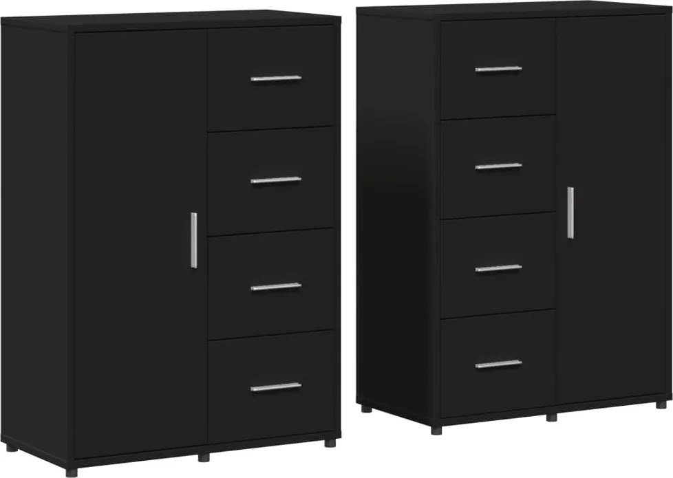 vidaXL 2 db fekete szerelt fa tálalószekrény 60 x 31 x 84 cm