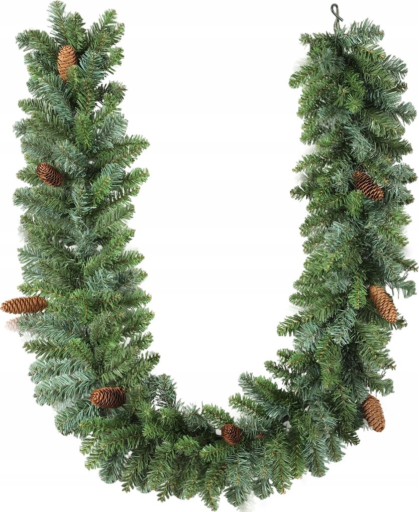 Homcom 1,8 m-es mesterséges karácsonyi girland virág díszítéssel, végekkel