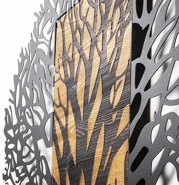 Fali dekoráció 93x86 cm fa/fém faág mintával