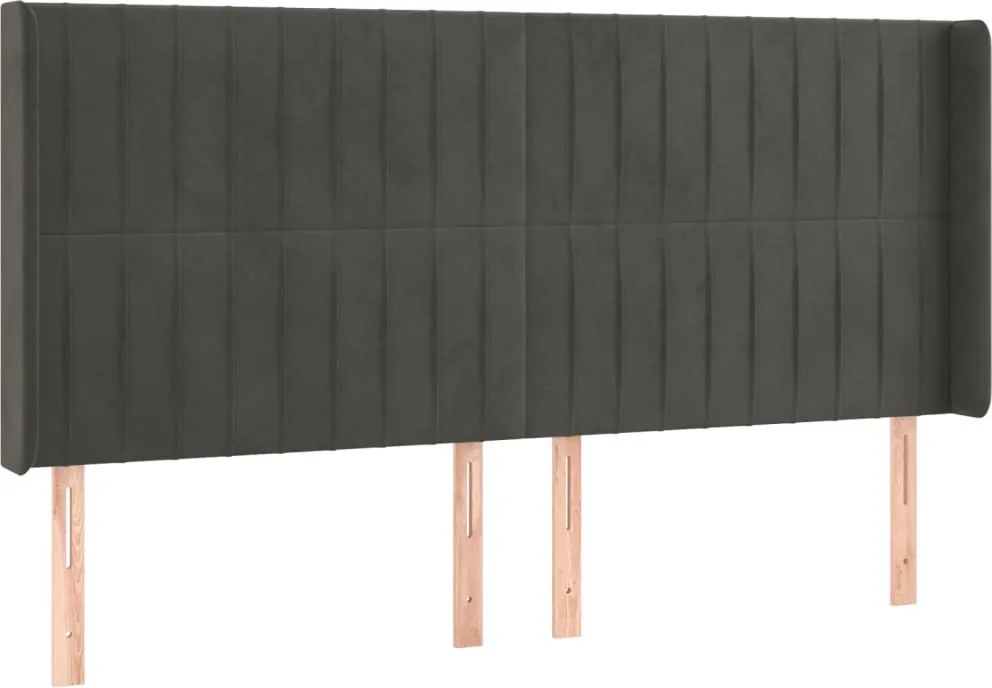 vidaXL sötétszürke bársony fejtámla szárnyakkal 163x16x118/128 cm