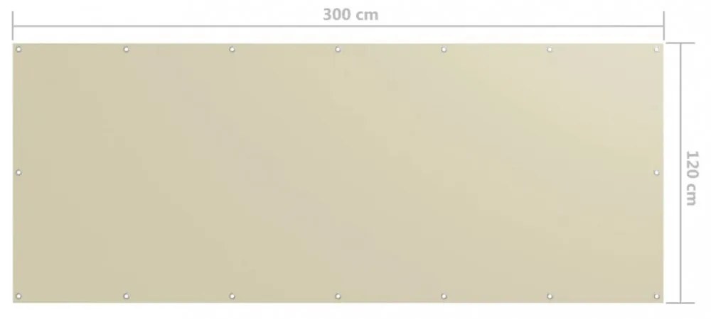 krémszínű oxford-szövet erkélynapellenző 120 x 300 cm