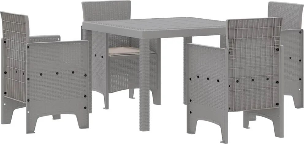 vidaXL Kert étkező szett 5 pcs Világosszürke Polipropilén