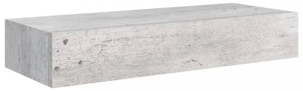 2 db betonszürke MDF falra szerelhető fiókos polc 60x23,5x10 cm