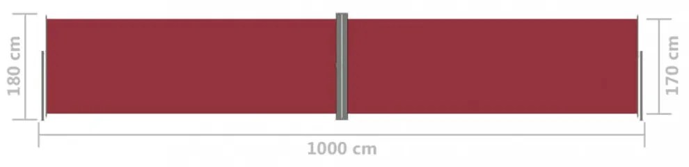 piros behúzható oldalsó napellenző 180 x 1000 cm