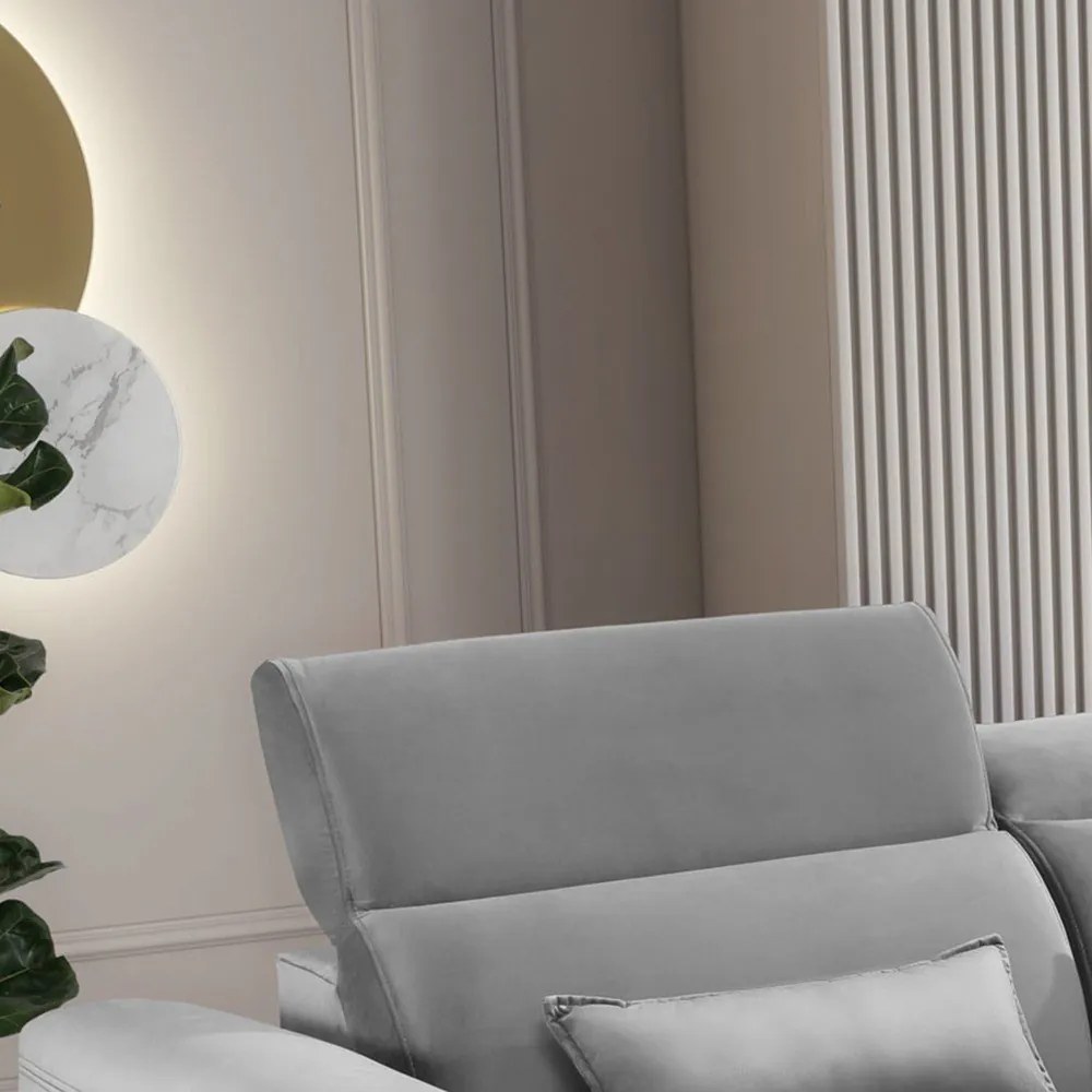 Szürke bársony kinyitható-tárolóhelyes sarokkanapé (jobb oldali-heverő résszel) Foble – ELTAP