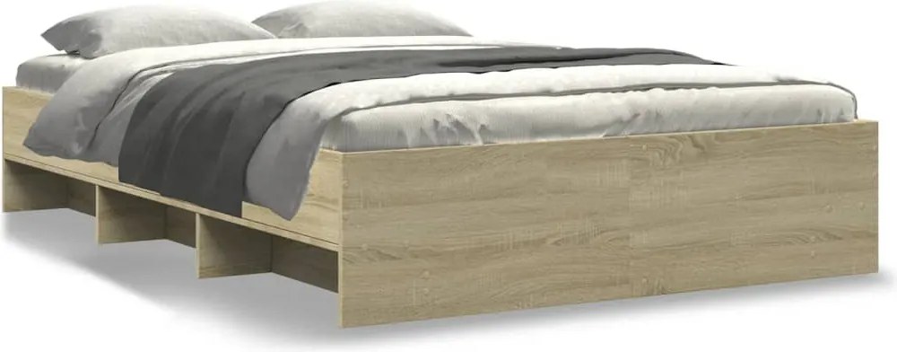 vidaXL sonoma tölgy színű szerelt fa ágykeret matrac nélkül 120x200 cm