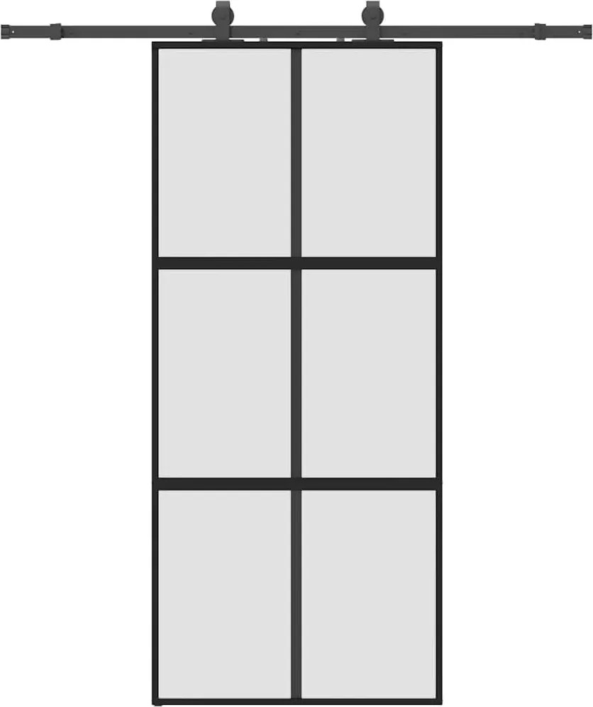 vidaXL fekete edzett üveg tolóajtó fémszerelék szettel 90x205 cm