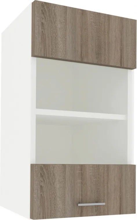 Benita 1 ajtós Üveges Felső konyhaszekrény Sonoma Tölgy-Fehér 40x30x60 cm N