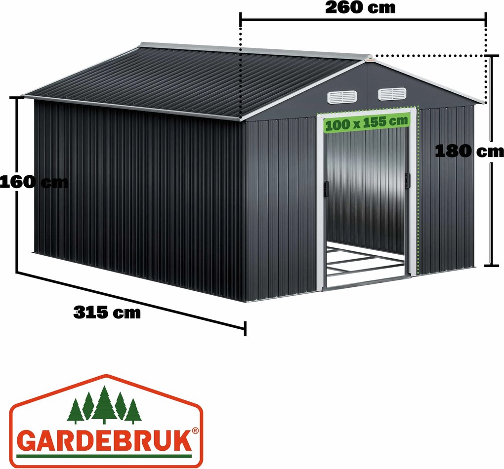 Deuba Kerti ház - 312x257x178 cm - antracit színben