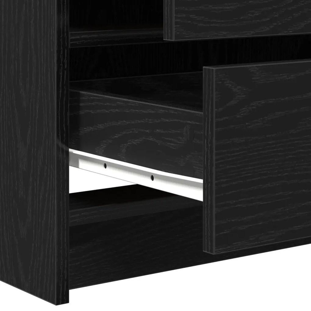 3 darabos piperasztal szett LED-fénnyel fekete mérnöki fával