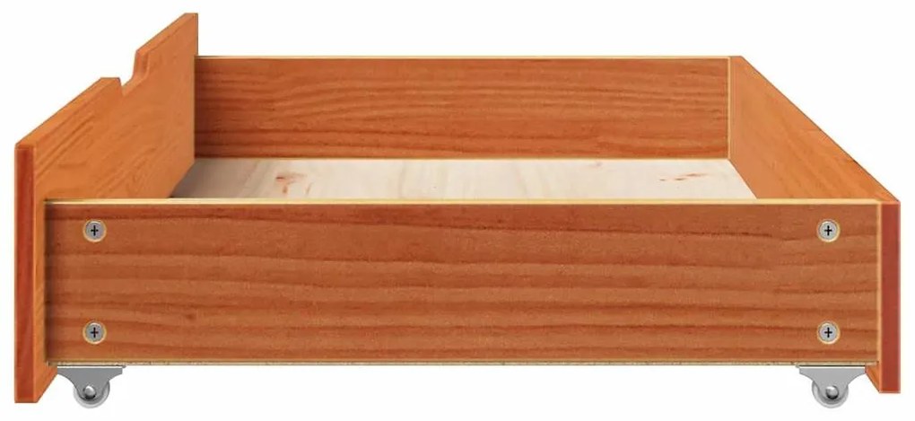 vidaXL 2 db viaszbarna tömör fenyőfa ágy alatti fiók 95 x 55 x 17 cm