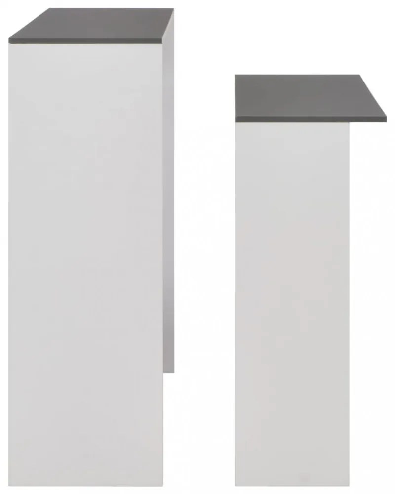 fehér és szürke bárasztal 2 asztallappal 130 x 40 x 120 cm