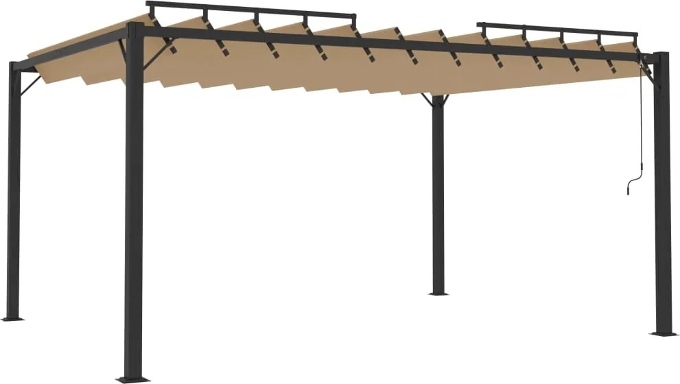 vidaXL tópszínű szövet és alumínium pavilon lamellás tetővel 3 x 4 m