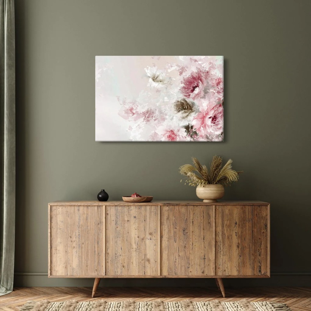 Kép - Festés rózsaszín virágok (90x60 cm)