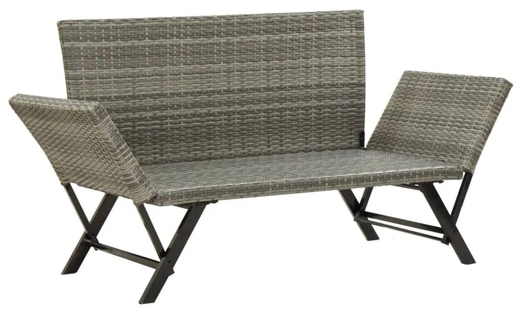 szürke polyrattan kerti pad párnával 176 cm