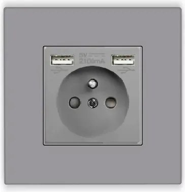 Szimpla Aljzat 2x Usb A+a Kontakt 16A Műanyag Pc