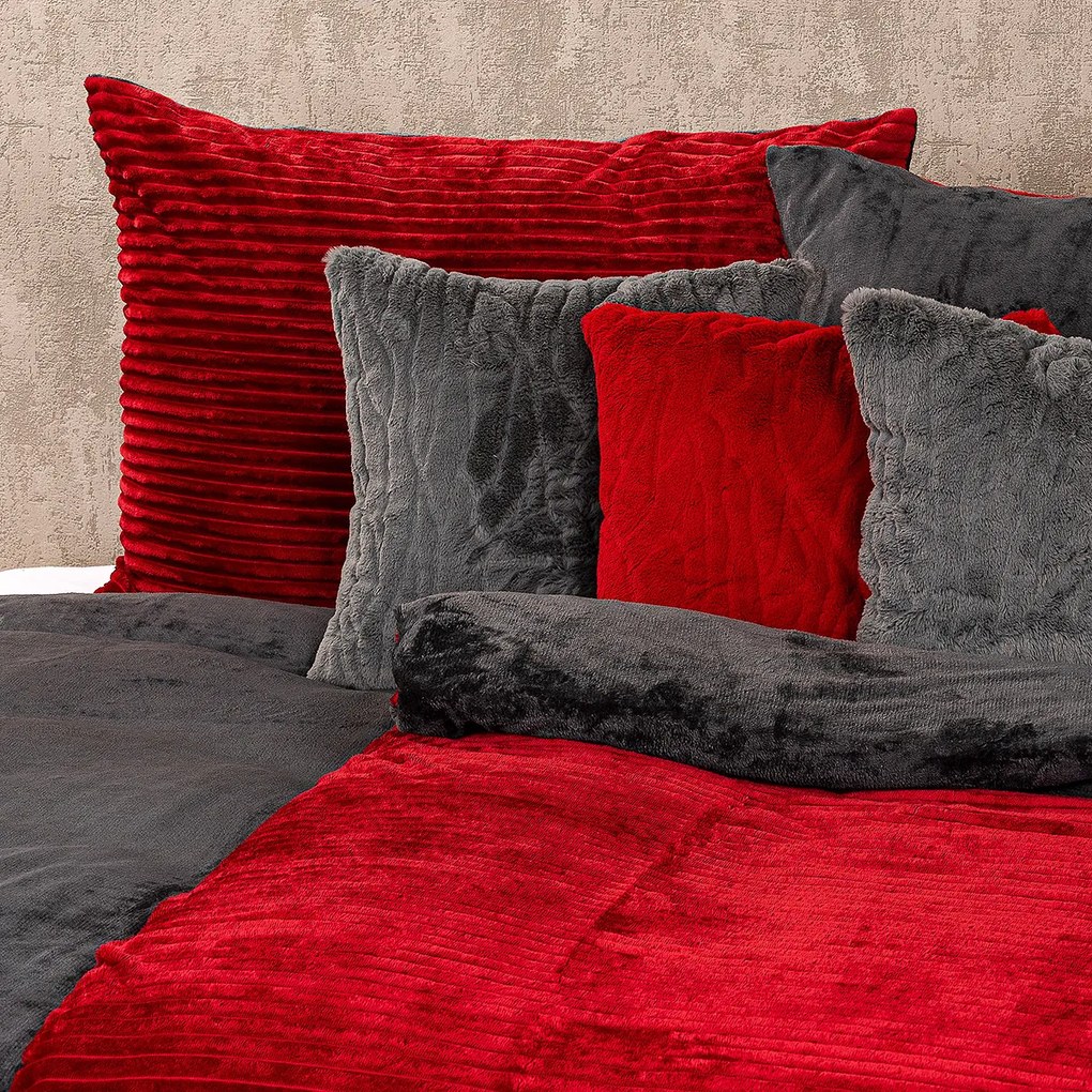 4Home Stripe mikroflanel ágyneműhuzat bordó, 140 x 200 cm, 70 x 90 cm