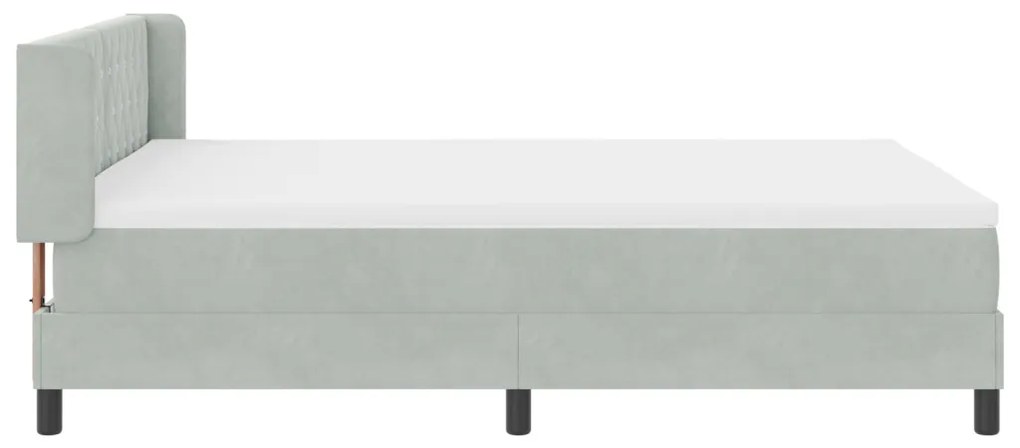 Boxspring Ágy Matrachoz Világosszürke 140x200 cm Bársony