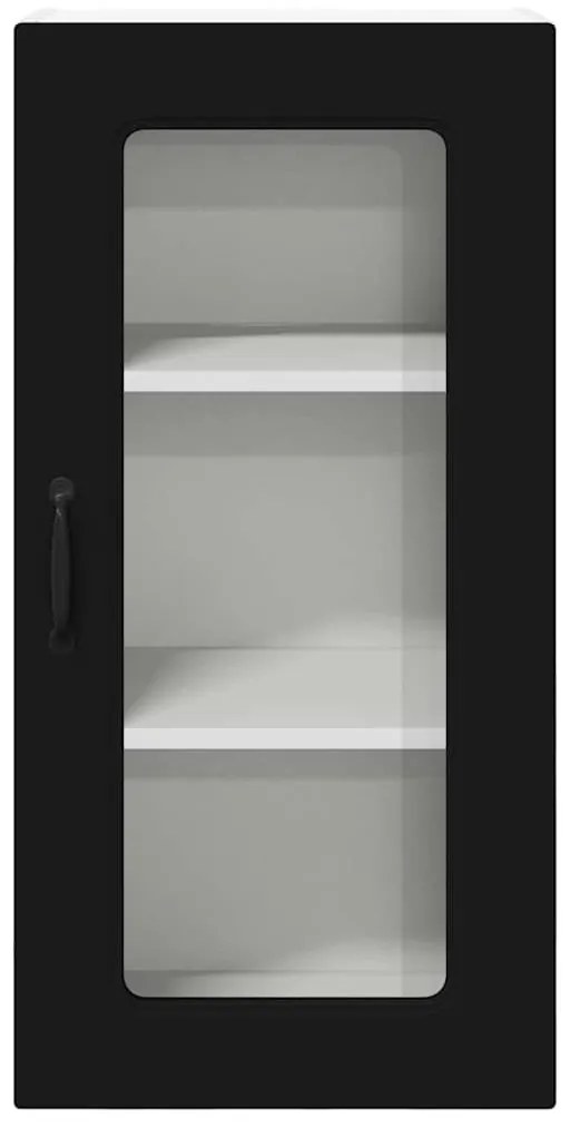 Fali konyhaszekrény 2 pcs Fekete 40 x 31 x 80 cm Faanyag