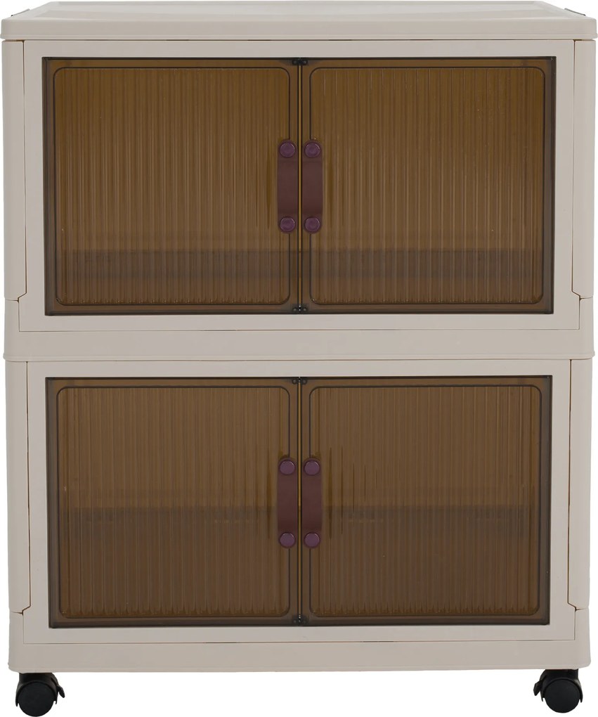 Összecsukható szekrény, fehér/barna, műanyag, POSA TYP 1