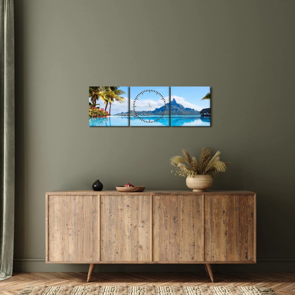 Kép - Pálmafák és strandok (órával) (90x30 cm)