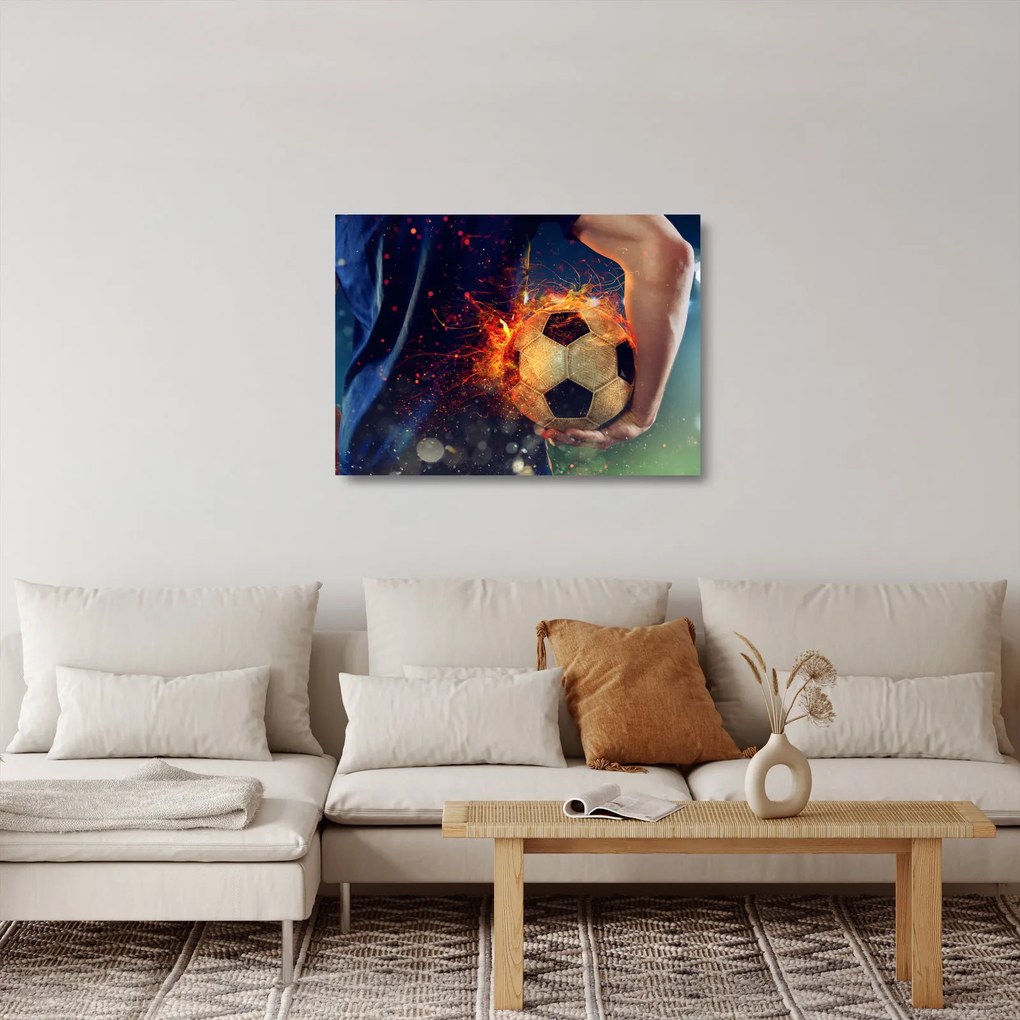 Kép - Futball-labda a tűzben (üvegen) (70x50 cm)