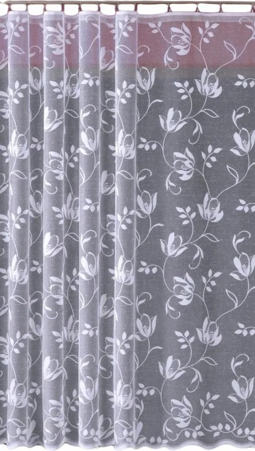 Jacquard Függöny Szalaggal Fehér Mintával Az Alján, Varrott Lengyelországban 200x140