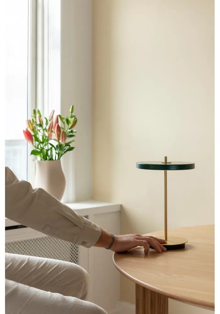 Zöld LED dimmelhető asztali lámpa fém búrával (magasság 31 cm) Asteria Move – UMAGE