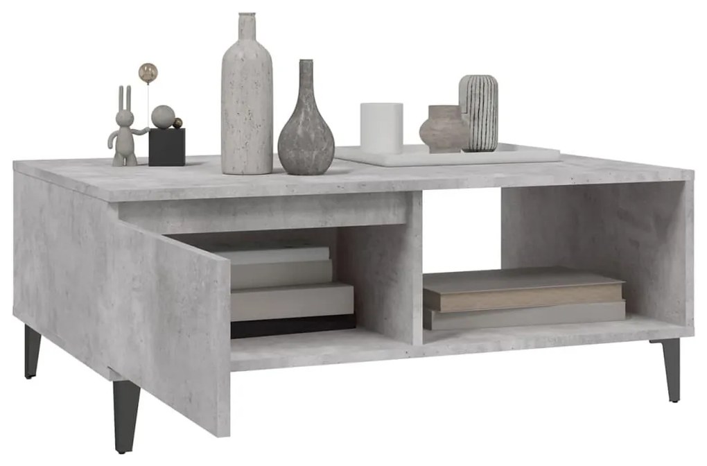 Betonszürke szerelt fa dohányzóasztal 90 x 60 x 35 cm