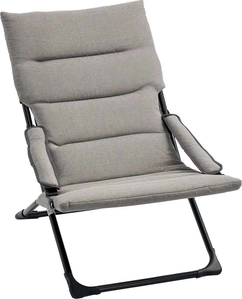 Outsunny Fém Kerti Szék Összecsukható Szék Levehető Párnával, Időjárásálló, Összecsukható Kemping Szék Napozó 120kg Kapacitás, Ülőbútor Kert, Terasz,