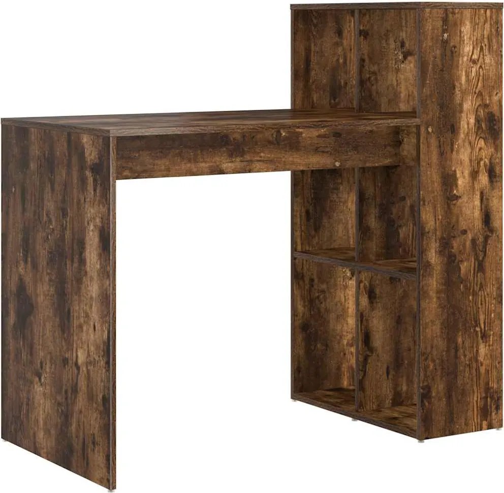 vidaXL Asztal polcokkal Füstölt tölgy 108 x 55 x 103.5 cm Faanyag