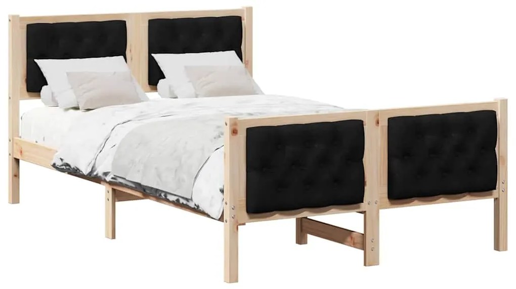 Ágykeret fejtámlával Fekete 120 x 190 cm Tömör fenyőfa