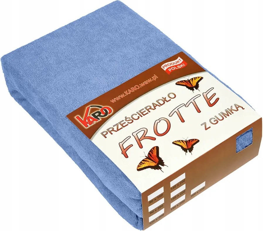 Gumis frottír lepedő 200x220 kék Karo