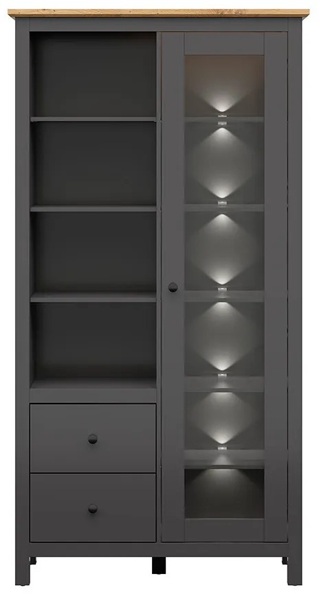 Vitrin Hesen REG1W2S/20/11 (LED világítással) (grafit + artisan tölgy). Akció -18%. 1062527